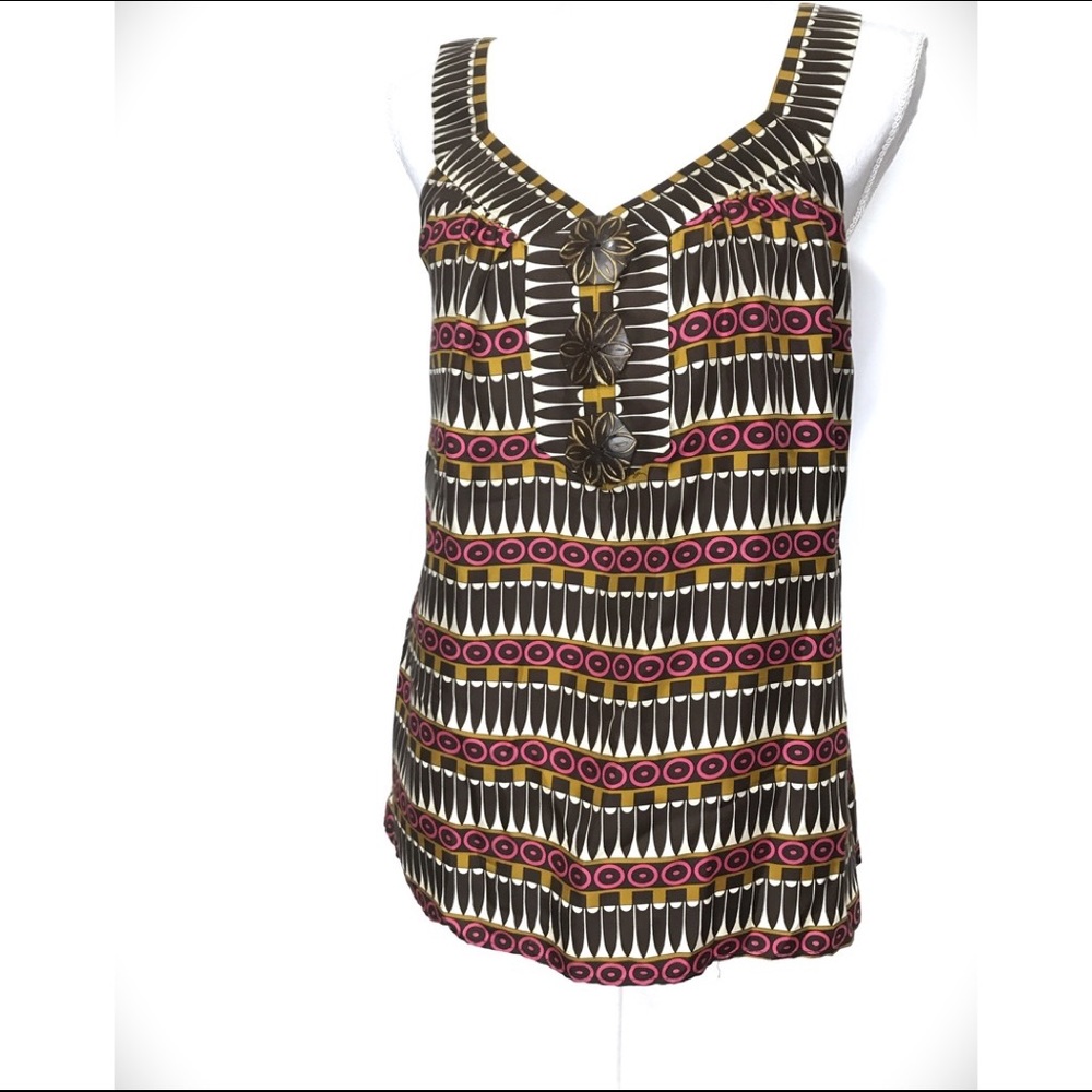 Milly of New York Silk Blouse with Wooden Accents